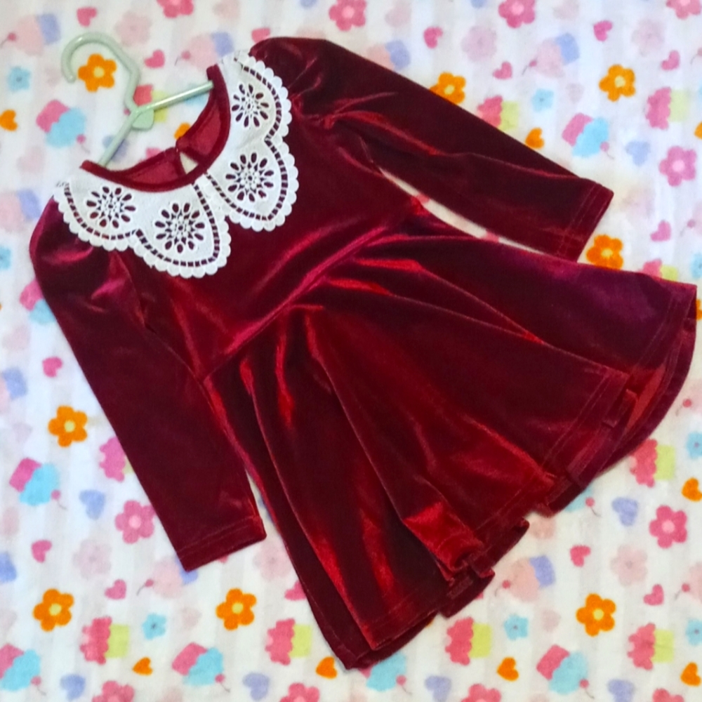 Smocked Sweets Red Velvet Dress